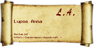 Lupse Anna névjegykártya